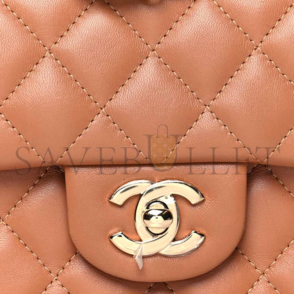 CHANEL LAMBSKIN QUILTED MINI RECTANGULAR FLAP BROWN AS1116 (20*13*6cm)